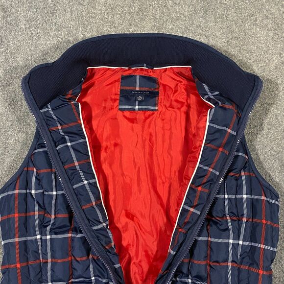 Tommy Hilfiger Quilted Down Fill Plaid Puffer Vest Womens X-Large Blue Red White - Picture 8 of 16